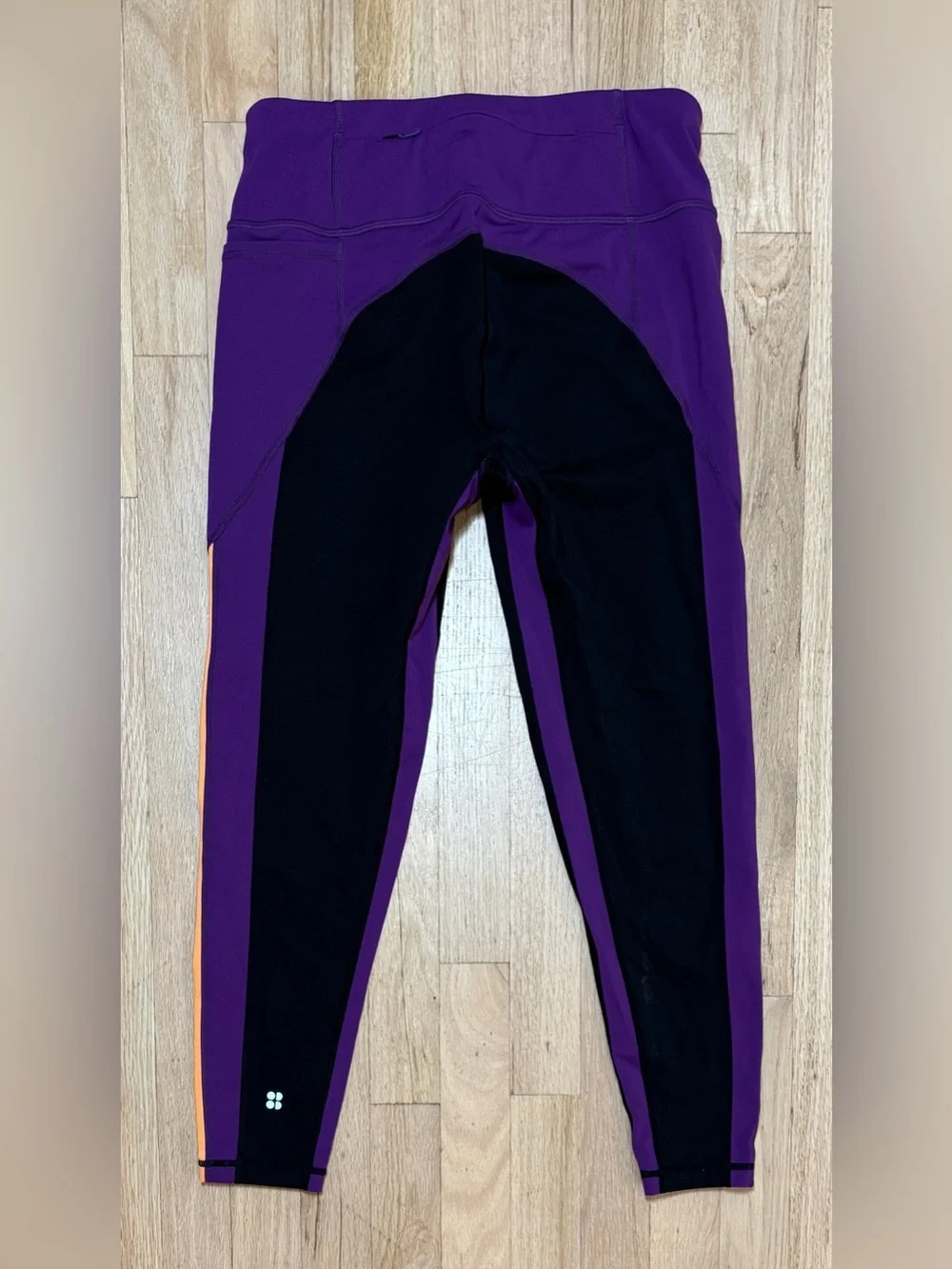 Sweaty Betty Power Colorblock 7/8 Workout Leggings Black Purple Orange Size 8